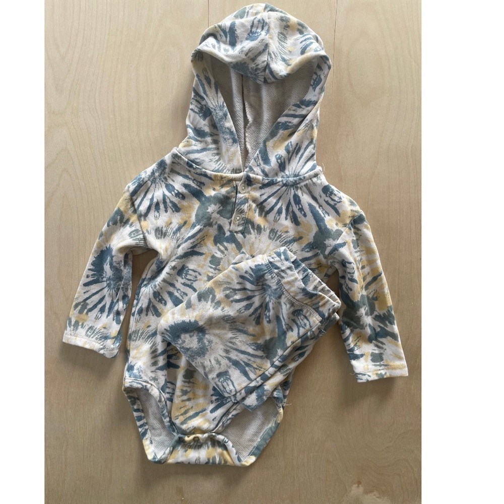 Tie-dye hoodie onesie and pants set